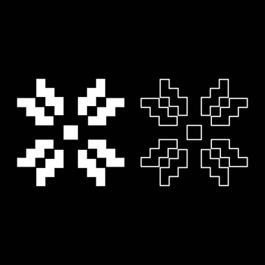 Beyaz renk düz anahat stili basit görüntü illüstrasyon İskandinav desen Icon set