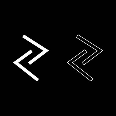 Beyaz renk düz anahat stili basit görüntü illüstrasyon Jera rune yıl yeild hasat sembol simge seti