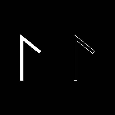 Beyaz renk düz anahat stili basit görüntü illüstrasyon lyrics rune Laguz Gölü lagün sembol simge seti