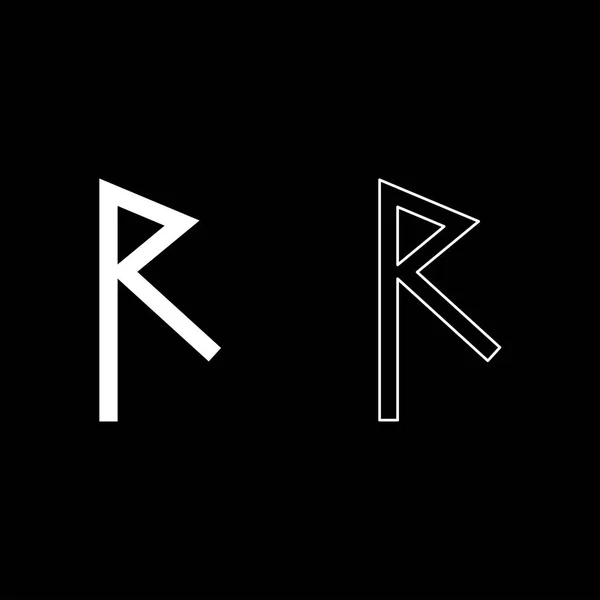 Raido Rune Raid Symbol Drogi Ikonę Ustaw Kolor Biały Ilustracja — Wektor stockowy