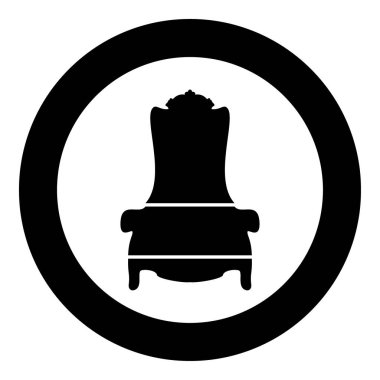 Daire vektör illüstrasyonunda taht simgesi siyah rengi