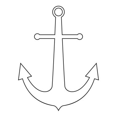 Deniz çapa siyah renk simge vektör çizim