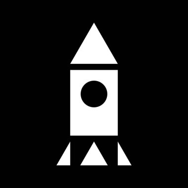 Roket beyaz simgedir. Düz stil .