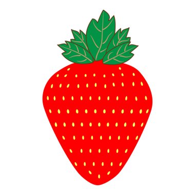 Çilek kırmızı renk yedi öğeleri düz stil simge siyah renk vektör illüstrasyon izole ayarla.