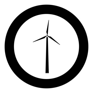 Çember vektör illüstrasyonunda rüzgar türbini simgesi siyah rengi