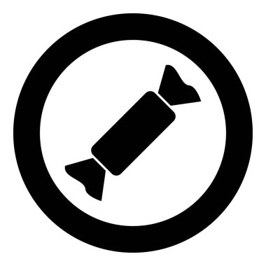 Çember vektör illüstrasyonunda Candy simgesi siyah rengi