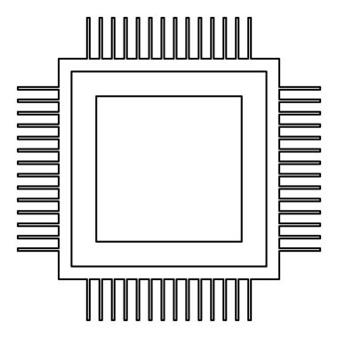 Siyah renk simgesi olan işlemci .