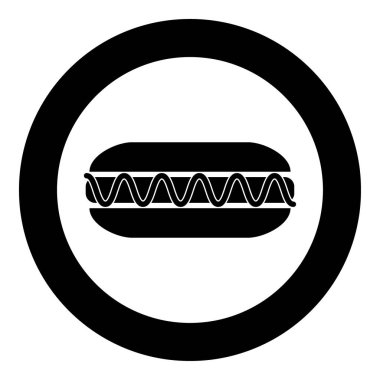 Daire vektör illüstrasyonunda hot dog simgesi siyah rengi