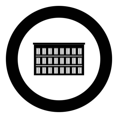 Daire vektör illüstrasyonunda otel simgesi siyah rengi