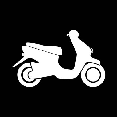 Scooter beyaz simgedir. Düz stil .