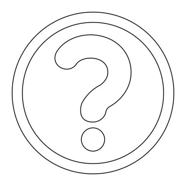 Soru işareti bir daire siyah renk simge vektör çizim