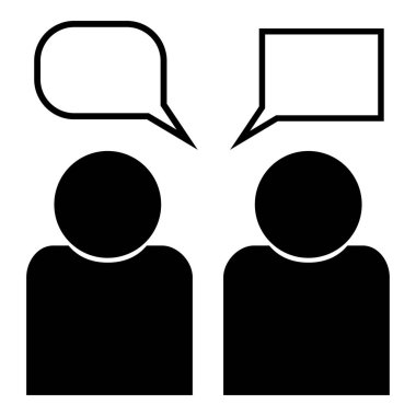 Yorum simgesi siyah renk vektör illüstrasyon izole ile Insan sosyallik iki adam avatar