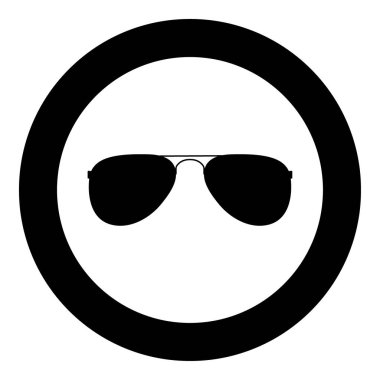 Daire vektör illüstrasyonunda gözlük simgesi siyah rengi
