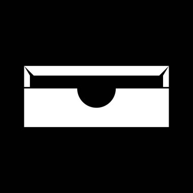 Stationary paper tray it is white icon . Flat style .