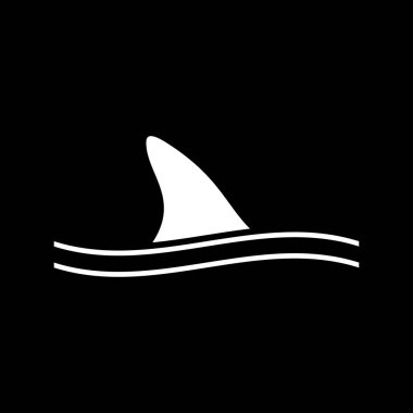 Fin of shark it is white icon . Flat style .