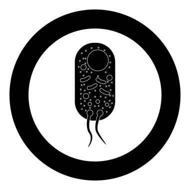 Daire vektör illüstrasyonunda bakteri simgesi siyah rengi