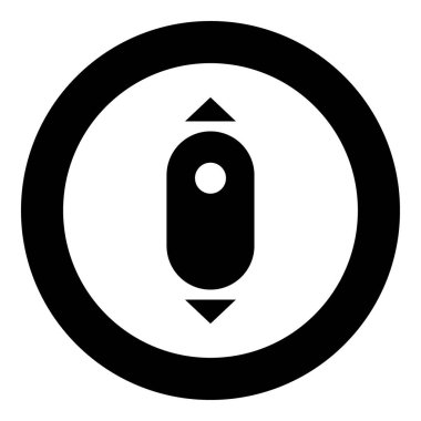 Çember vektör illüstrasyonunda bilgisayar fare simgesi siyah rengini aşağı kaydır