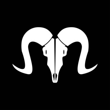 Keçi baş kafatası beyaz simgedir. Düz stil .