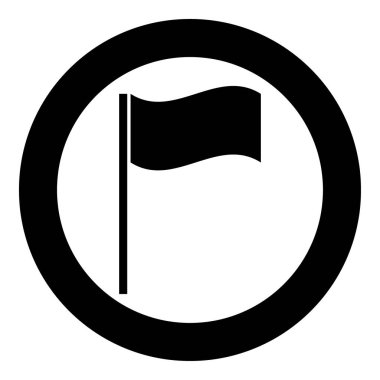 Daire vektör illüstrasyonunda bayrak simgesi siyah rengi