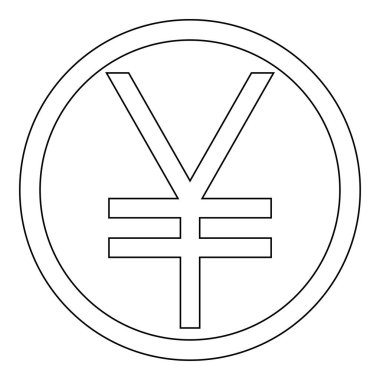 Yuan siyah renk simgesini daire illüstrasyon vektör