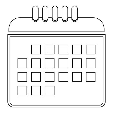 Takvim siyah renk simge vektör çizim