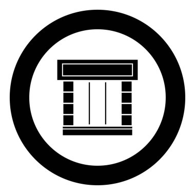 Çember vektör illüstrasyonunda dükkan önü simgesi siyah rengi