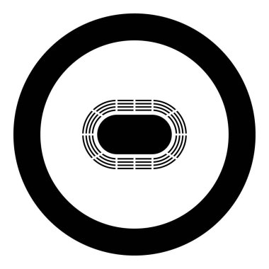 Daire vektör illüstrasyonunda stadyum simgesi siyah rengi