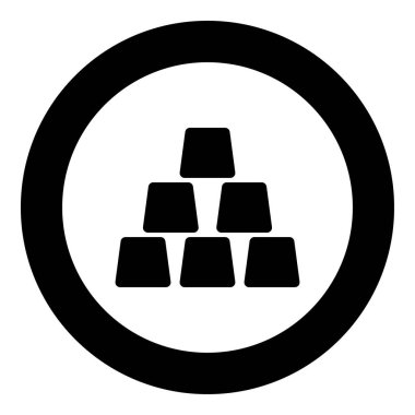 Daire vektör illüstrasyonunda altın çubuk simgesi siyah rengi