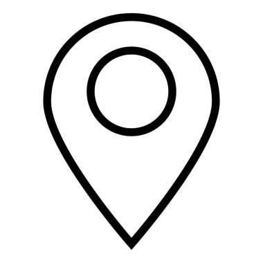 Konum simgesi anahat yolu vektör illüstrasyon simgesi siyah renk vektör çizimi yalıtılmış