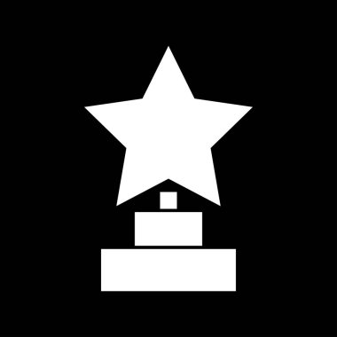 Kupa yıldız kazanan ödül beyaz simgedir. Düz stil .