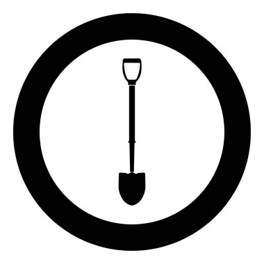 Çember vektör illüstrasyonunda kürek simgesi siyah rengi