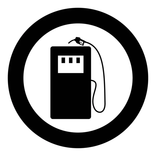 円ベクトル図中のガスステーションのアイコン黒の色 — ストックベクタ