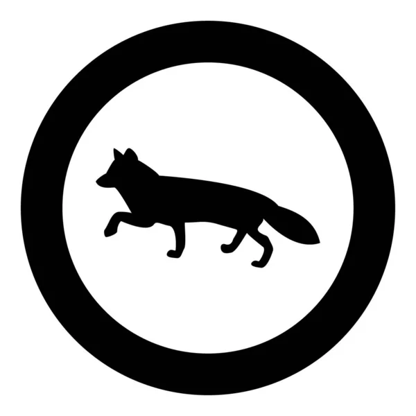 Fox Van Silhouetten Pictogram Zwarte Kleur Cirkel Vector Illustratie — Stockvector