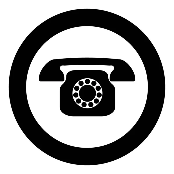 Retro Telefon Symbol Schwarze Farbe Kreis Vektor Illustration — Stockvektor