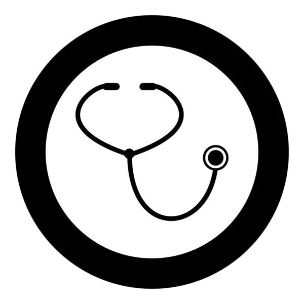 Stetoscopio Icona Colore Nero Cerchio Vettoriale Illustrazione — Vettoriale Stock