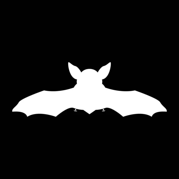 Noční Bat Bílá Ikona Plochý — Stockový vektor