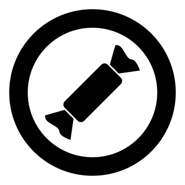 Καραμέλα Μαύρο Χρώμα Εικονίδιο Κύκλο Διανυσματική Απεικόνιση — Διανυσματικό Αρχείο