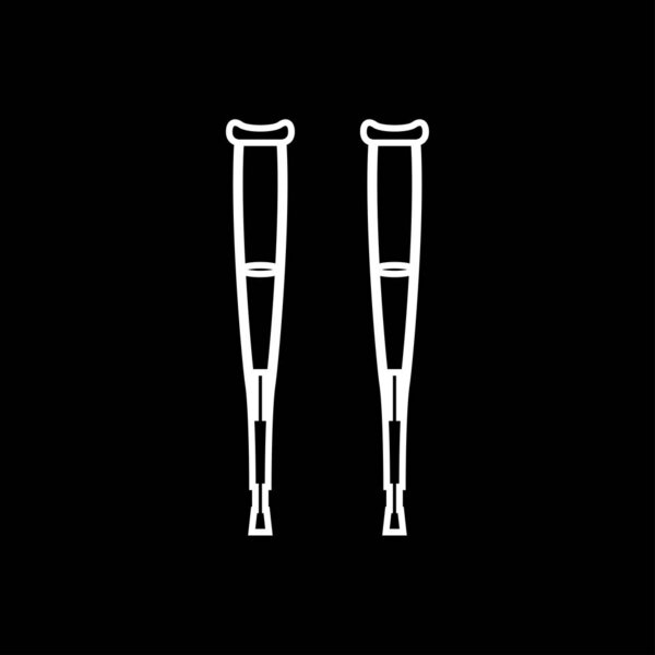 Pair of crutches it is white icon . Simple style .