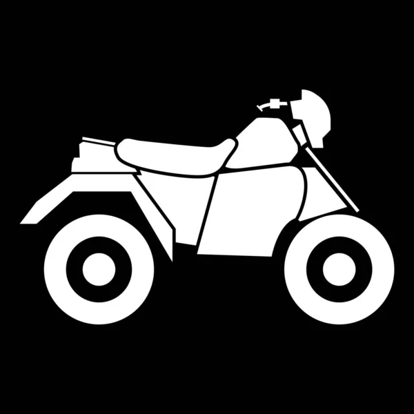 Atv Motocicleta Sobre Cuatro Ruedas Icono Blanco Estilo Plano — Archivo Imágenes Vectoriales