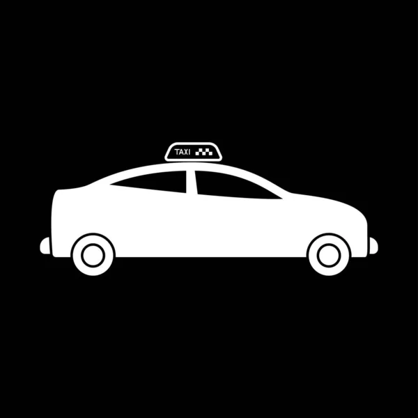 Taxi White Icon Flat Style — Stock Vector