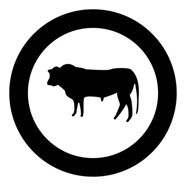 Bull Icon Black Color Circle Vector Illustration — Stock Vector