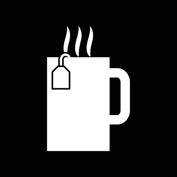 Cup Hot Tea White Icon Flat Style — 图库矢量图片