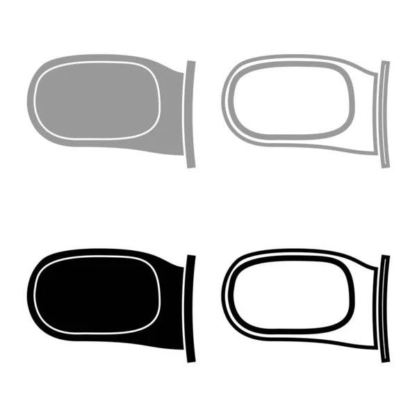 Gri Siyah Renk Arka Yüzü Ayna Icon Set — Stok Vektör