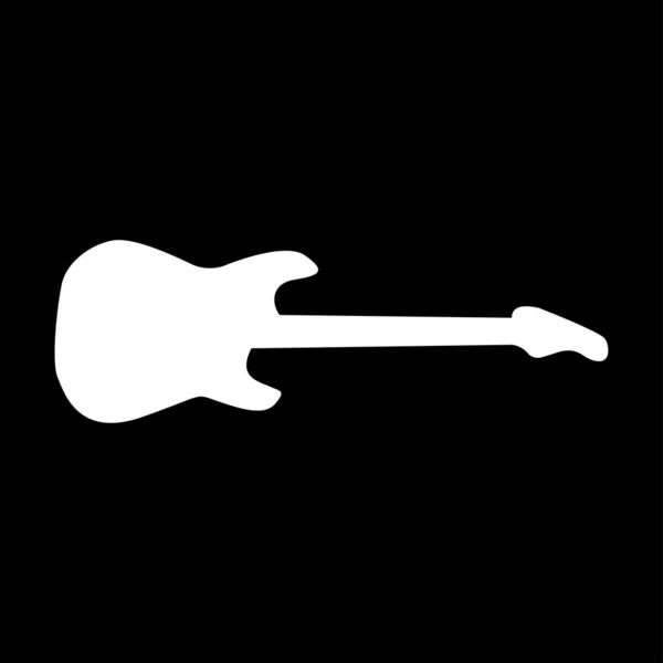 Guitarra Elétrica Ícone Branco Estilo Plano —  Vetores de Stock