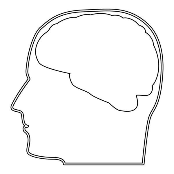 Kopf Mit Gehirn Das Schwarze Farb Icon Vektor Illustration — Stockvektor