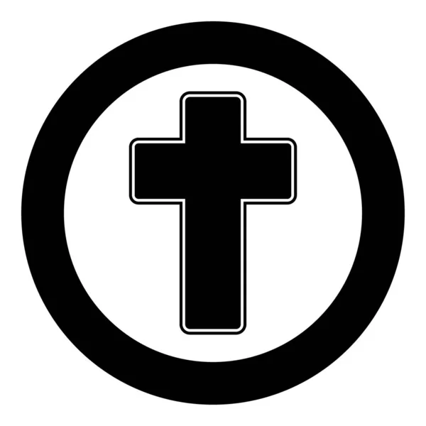 Εκκλησία Σταυρό Εικονίδιο Μαύρο Χρώμα Κύκλο Διανυσματική Απεικόνιση — Διανυσματικό Αρχείο