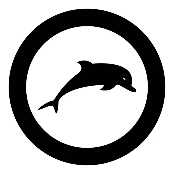 Dolphin Icon Black Color Circle Vector Illustration — Stock Vector