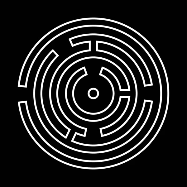Kreis Labyrinth Oder Labyrinth Ist Weißes Symbol Einfacher Stil — Stockvektor
