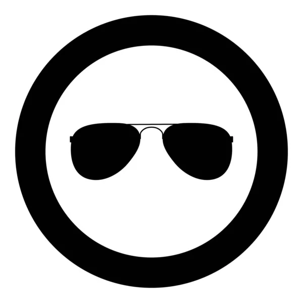 Szemüveg Ikon Fekete Szín Kör Vektor Illusztráció — Stock Vector