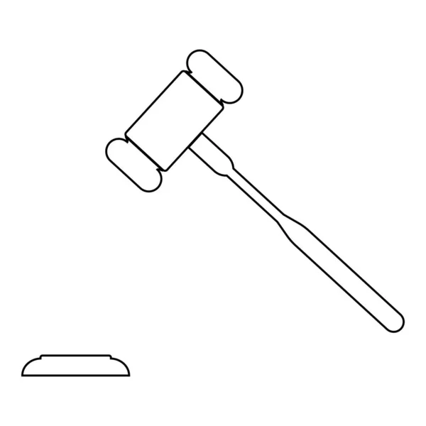 Justitiële Hamer Zwarte Kleur Pictogram Vectorillustratie — Stockvector